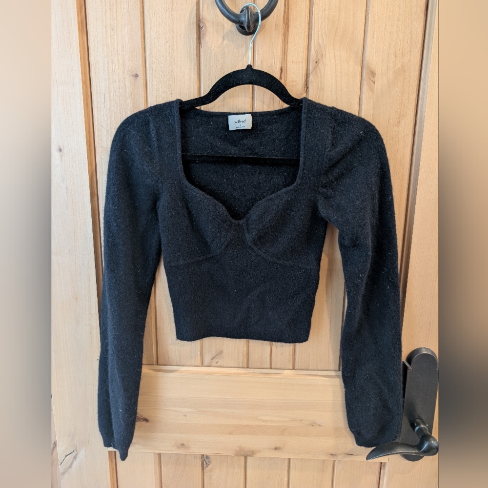 Aritzia Wilfred Greer Sweater | Black | Size Medium | Cashmere + Merino Wool
